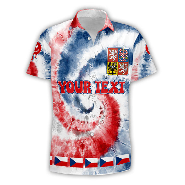 Czech Republic Short Sleeve Shirt Custom Tie Dye Style 1