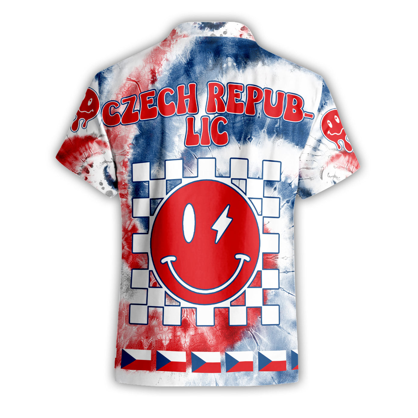 Czech Republic Short Sleeve Shirt Custom Tie Dye Style 2