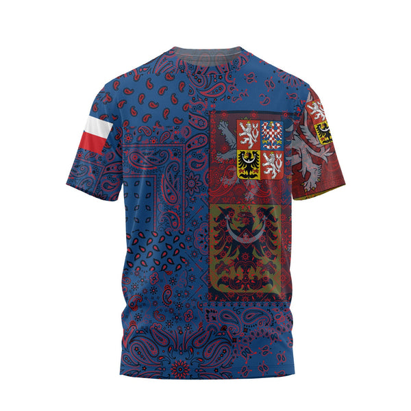 Czech Republic T Shirt Paisley Flag And Skull Style 1