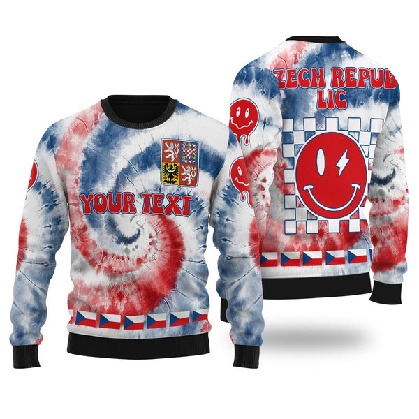 Czech Republic Ugly Sweater Custom Tie Dye Style 1