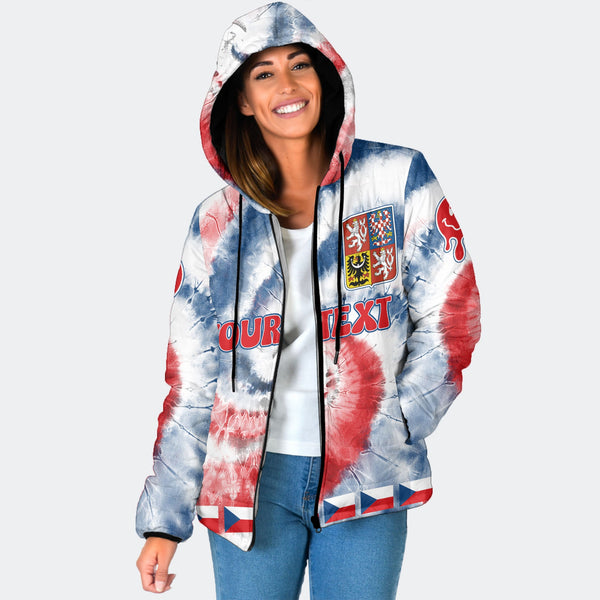 Czech Republic Women Hooded Padded Jacket Custom Tie Dye Style 1