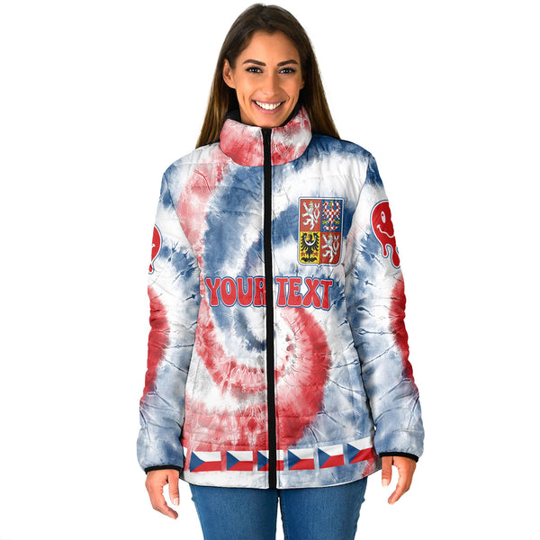 Czech Republic Women Padded Jacket Custom Tie Dye Style 1