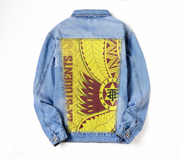 Tonga High School Denim Jacket Tonga Golden Style