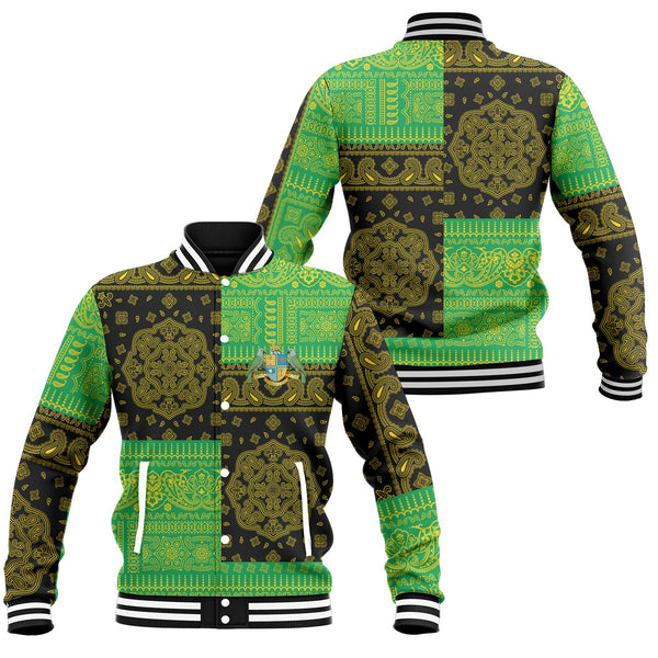 Dominica Baseball Jacket Flag And Paisley Basic Style 1