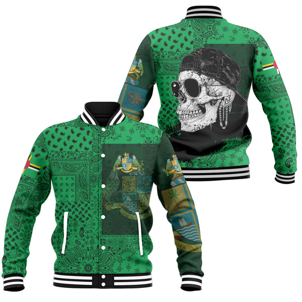 Dominica Baseball Jacket Paisley Flag And Skull Style 1