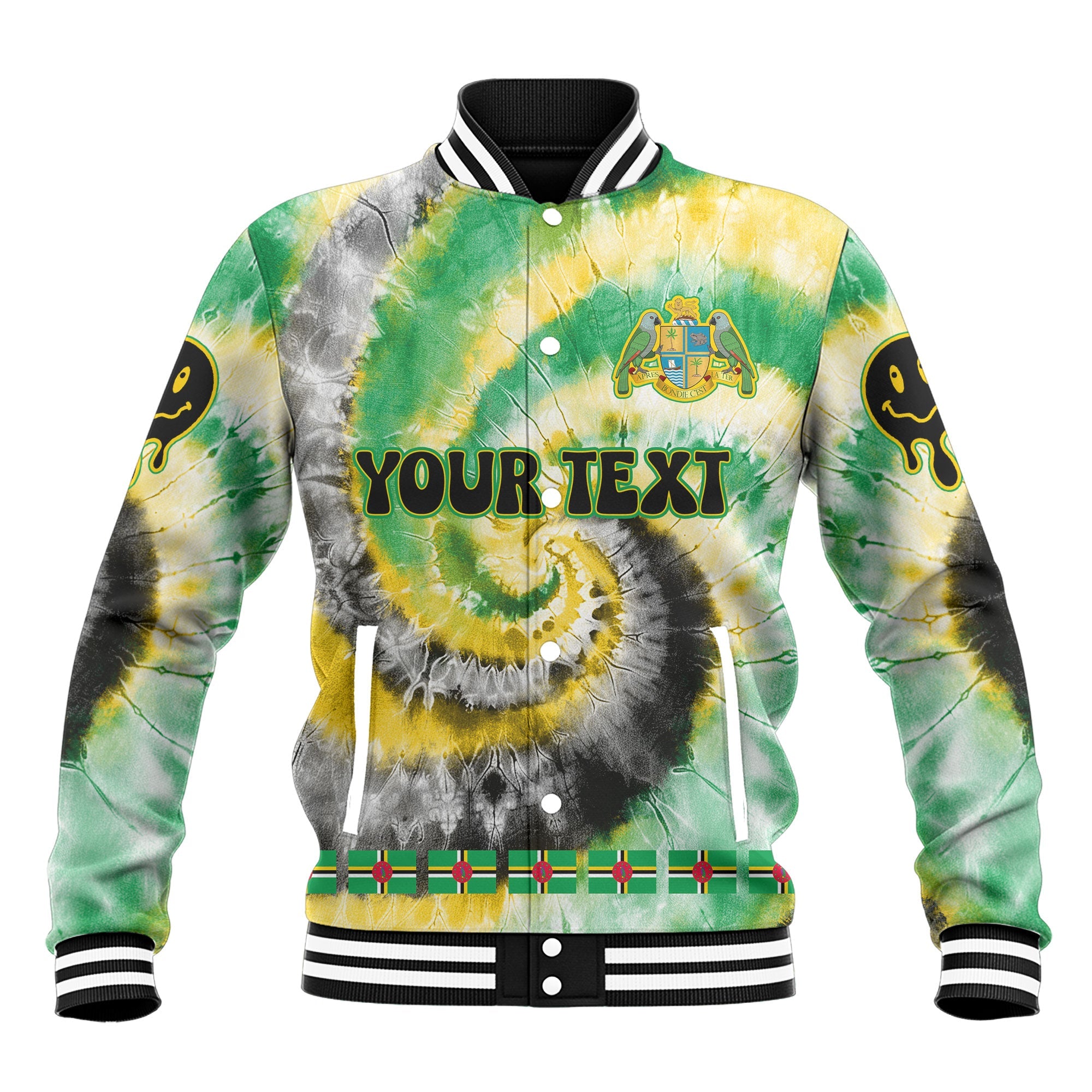 Dominica Baseball Jacket Custom Tie Dye Style 2