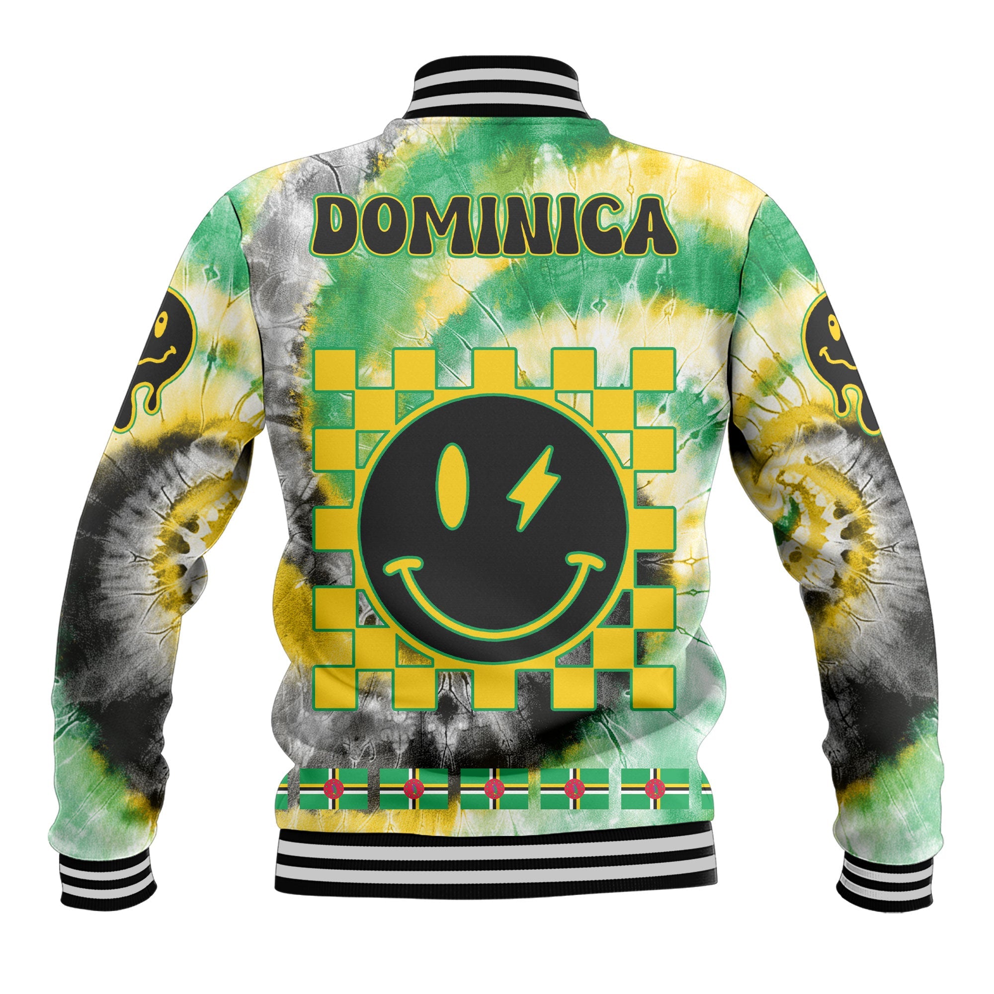 Dominica Baseball Jacket Custom Tie Dye Style 3