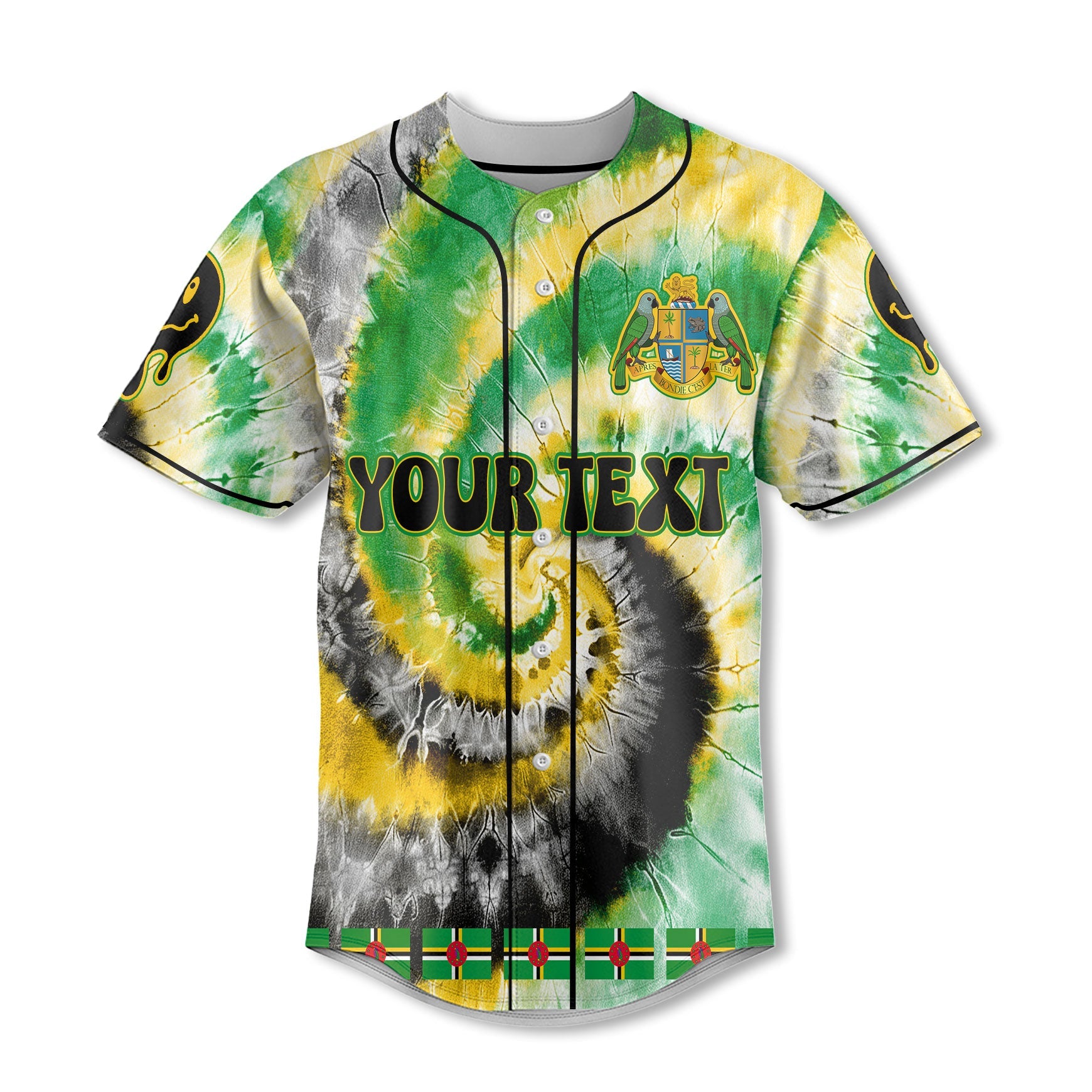 Dominica Baseball Jersey Custom Tie Dye Style 2