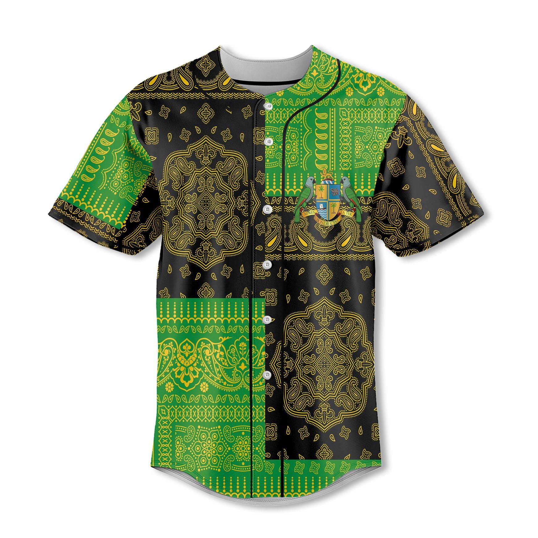 Dominica Baseball Jersey Flag And Paisley Basic Style 2