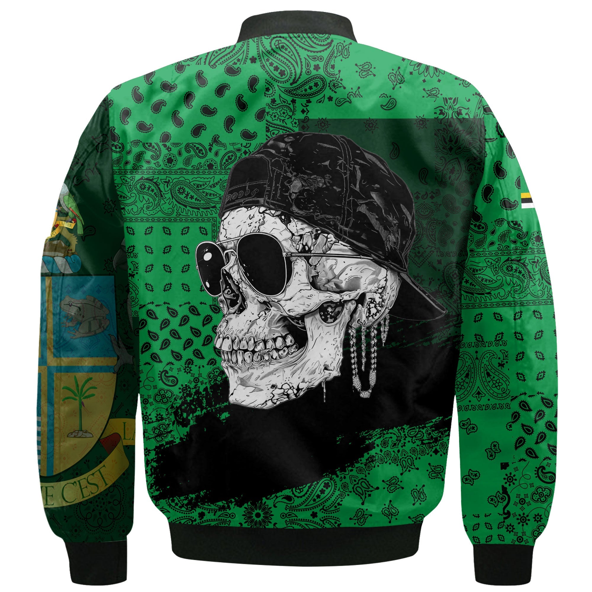 Dominica Bomber Jacket Paisley Flag And Skull Style 3