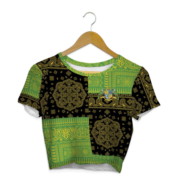 Dominica Croptop T Shirt Flag And Paisley Basic Style 1