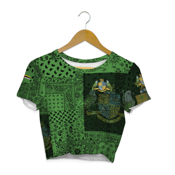 Dominica Croptop T Shirt Paisley Flag And Skull Style 1