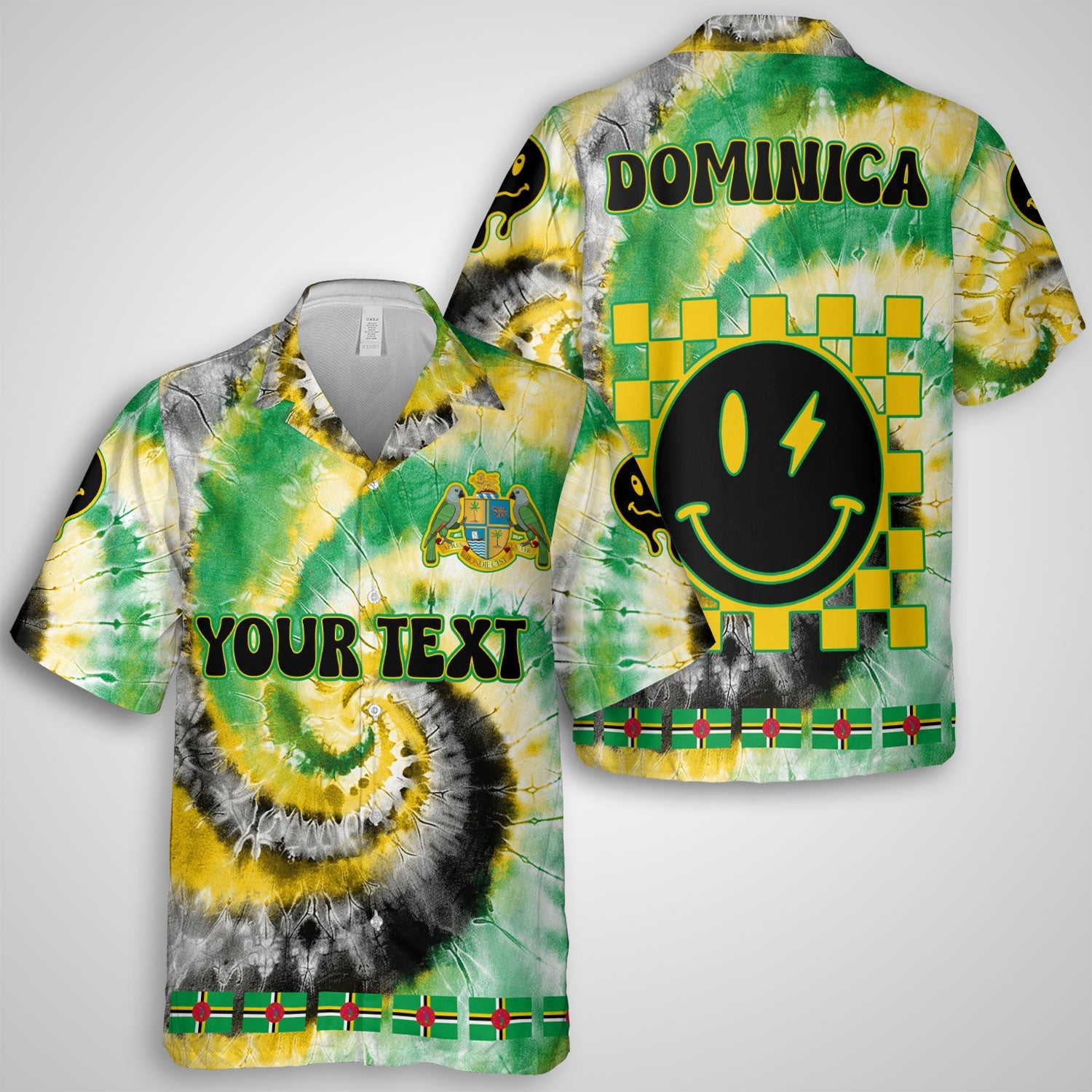 Dominica Hawaiian Shirt Custom Tie Dye Style 1