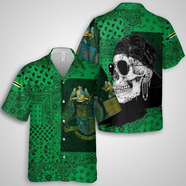 Dominica Hawaiian Shirt Paisley Flag And Skull Style 1