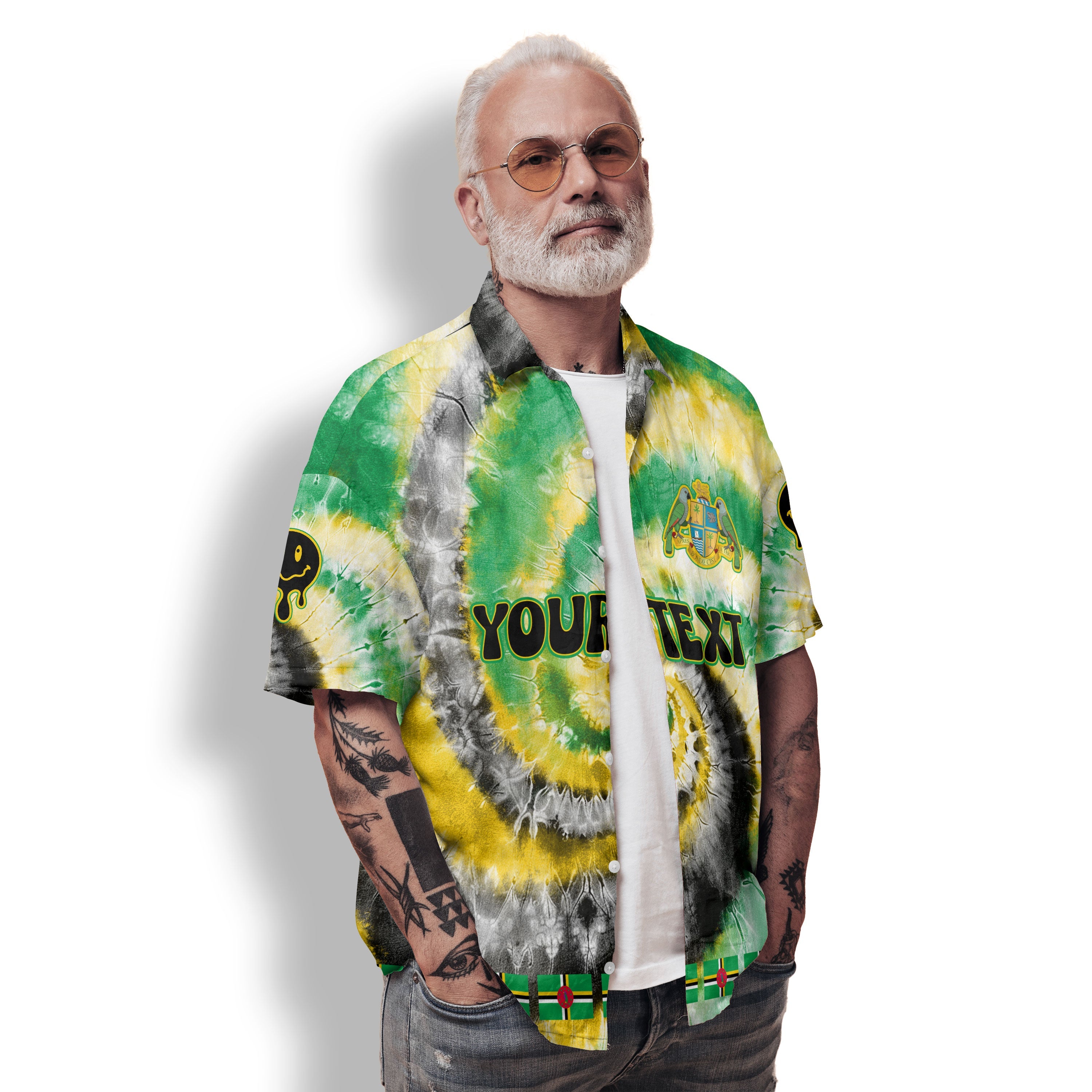 Dominica Hawaiian Shirt Custom Tie Dye Style 2