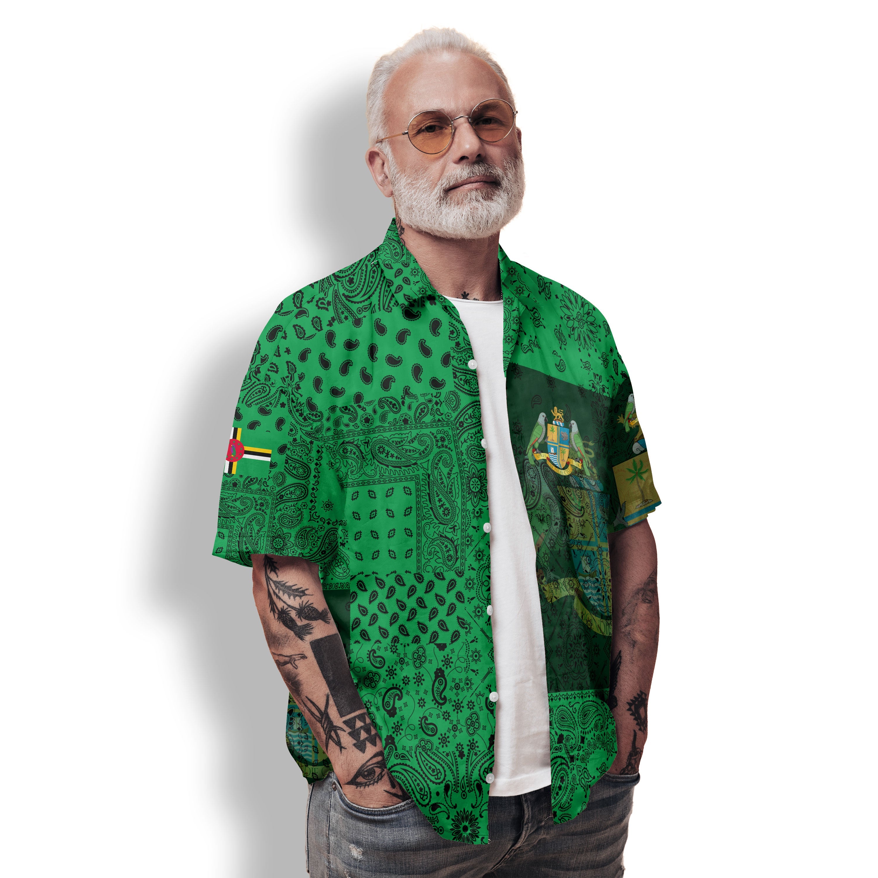 Dominica Hawaiian Shirt Paisley Flag And Skull Style 2