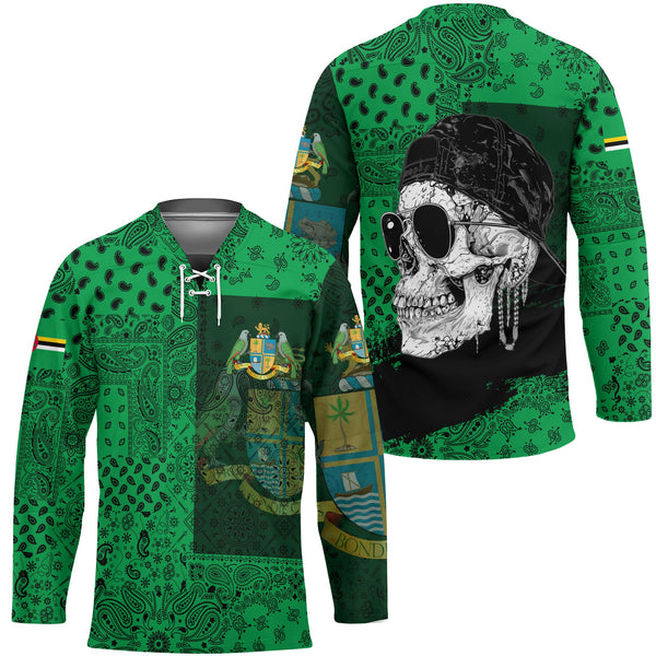 Dominica Hockey Jersey Paisley Flag And Skull Style 1