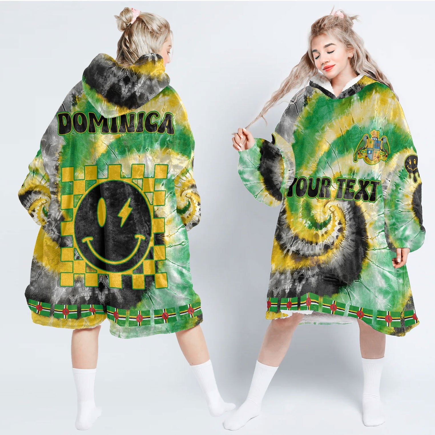 Dominica Hoodie Blanket Custom Tie Dye Style 1