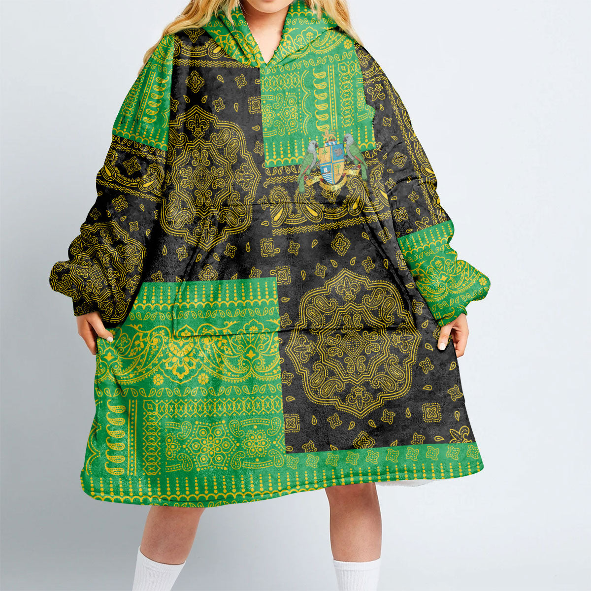 Dominica Hoodie Blanket Flag And Paisley Basic Style 2