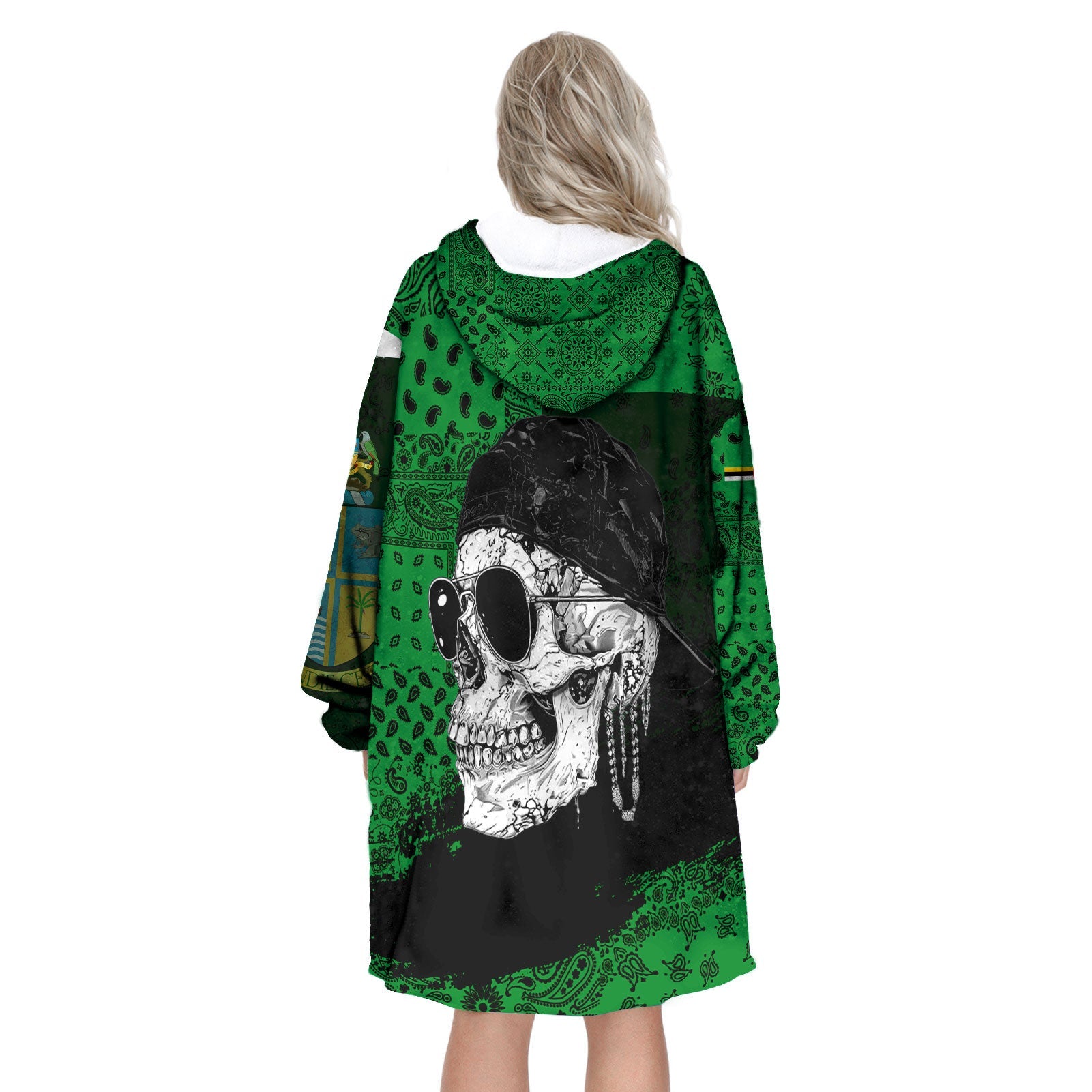 Dominica Hoodie Blanket Paisley Flag And Skull Style 3