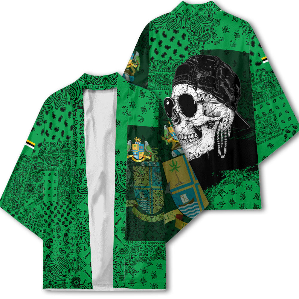 Dominica Kimono Paisley Flag And Skull Style 2