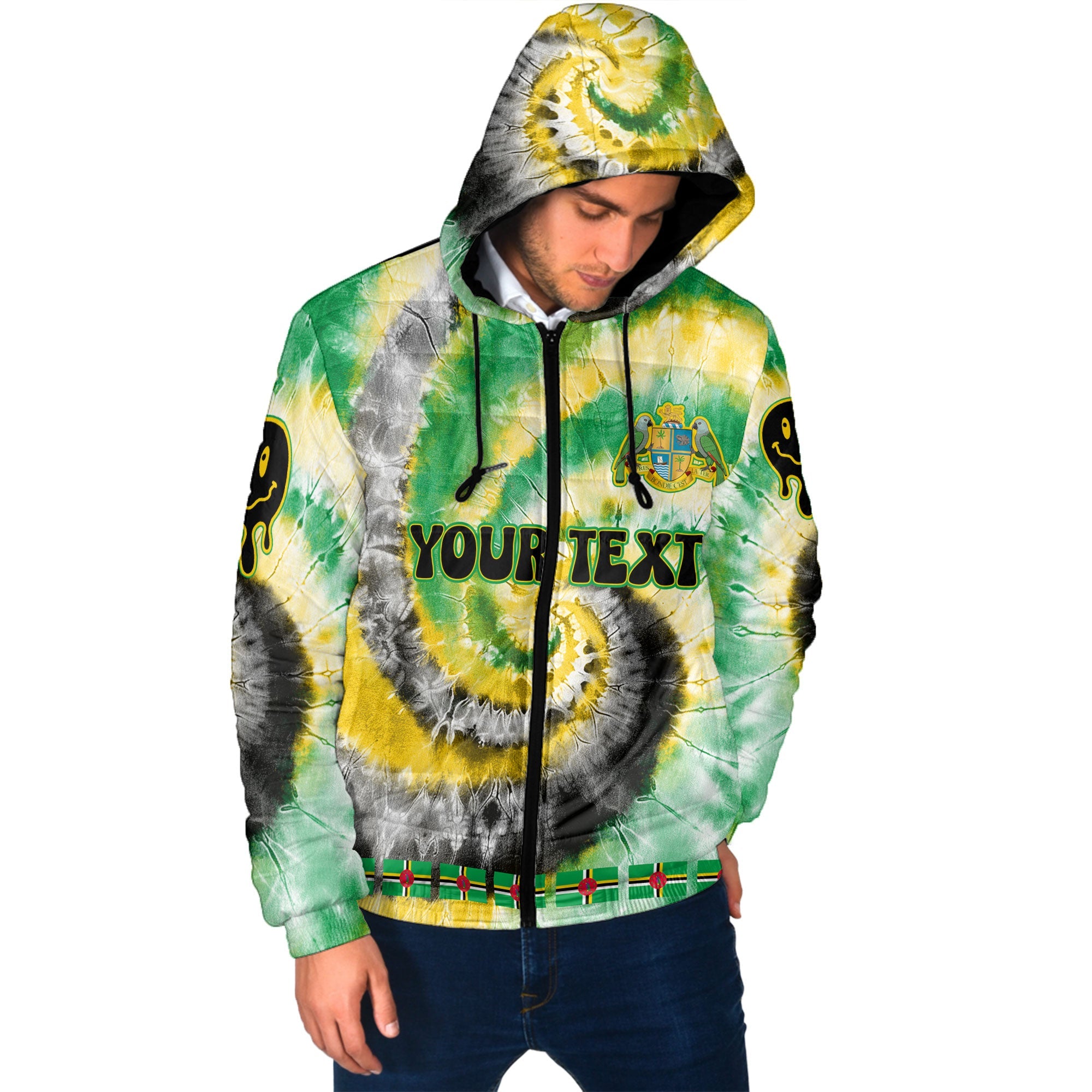 Dominica Men Hooded Padded Jacket Custom Tie Dye Style 2