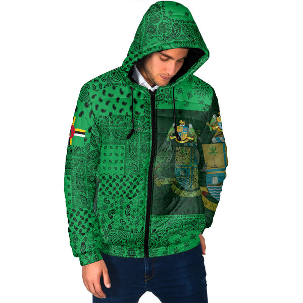 Dominica Men Hooded Padded Jacket Paisley Flag And Skull Style 2