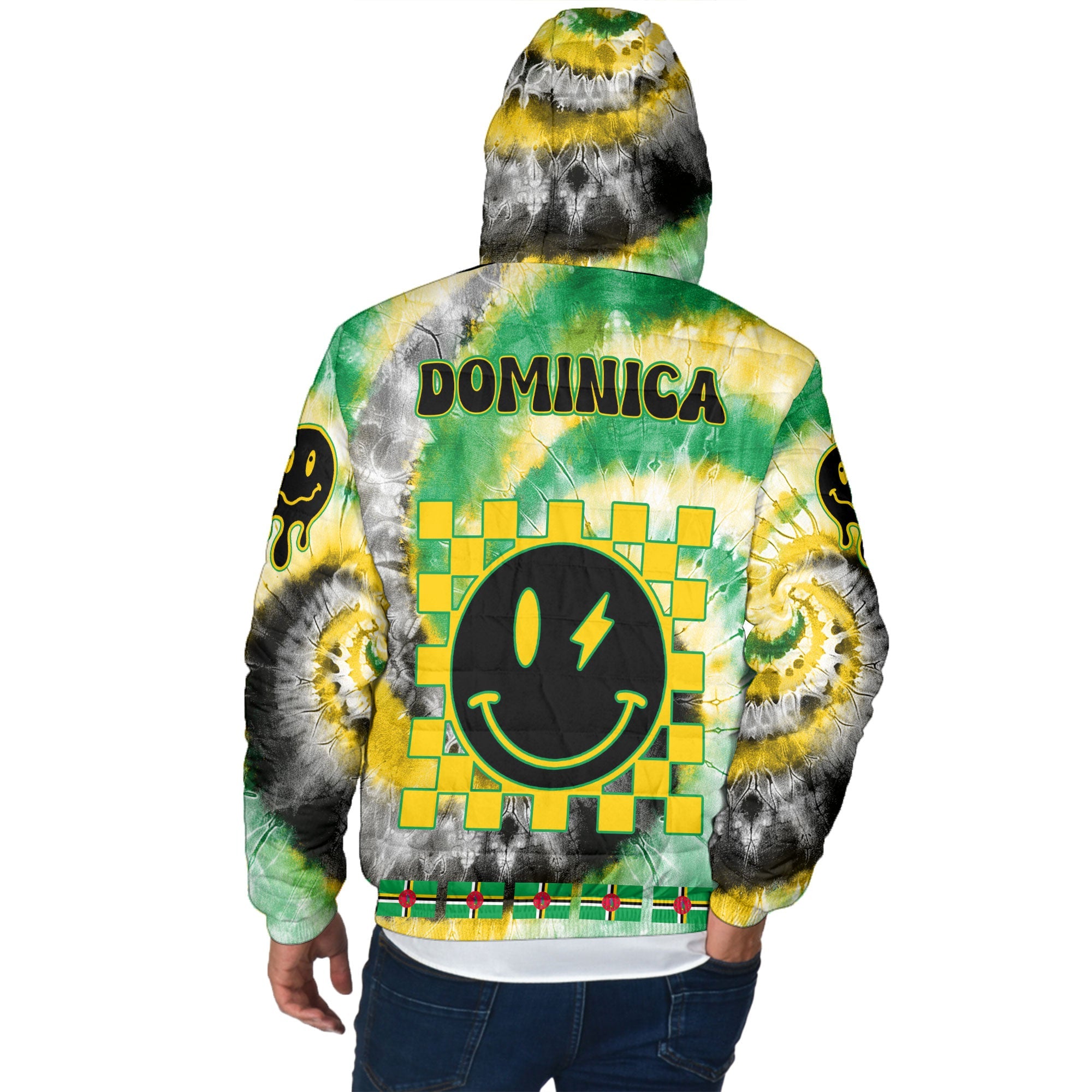 Dominica Men Hooded Padded Jacket Custom Tie Dye Style 3