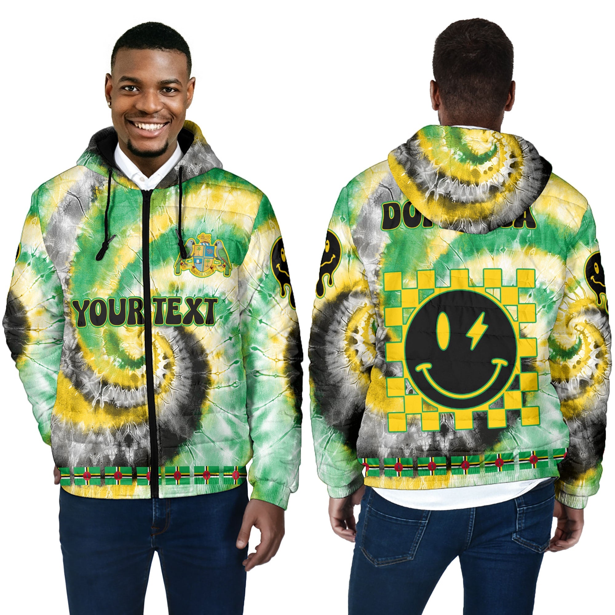 Dominica Men Hooded Padded Jacket Custom Tie Dye Style 4