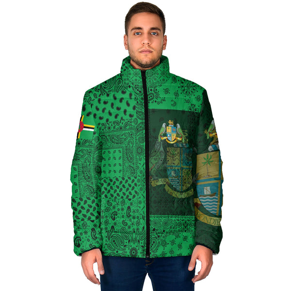 Dominica Men Padded Jacket Paisley Flag And Skull Style 1