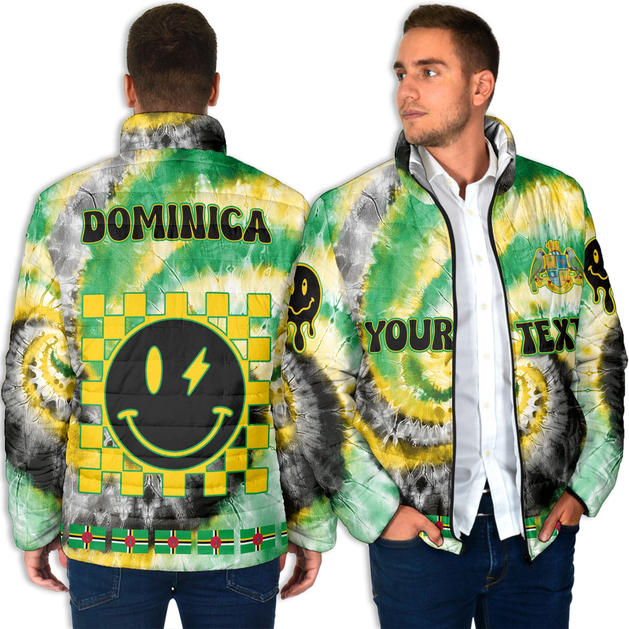 Dominica Men Padded Jacket Custom Tie Dye Style 4