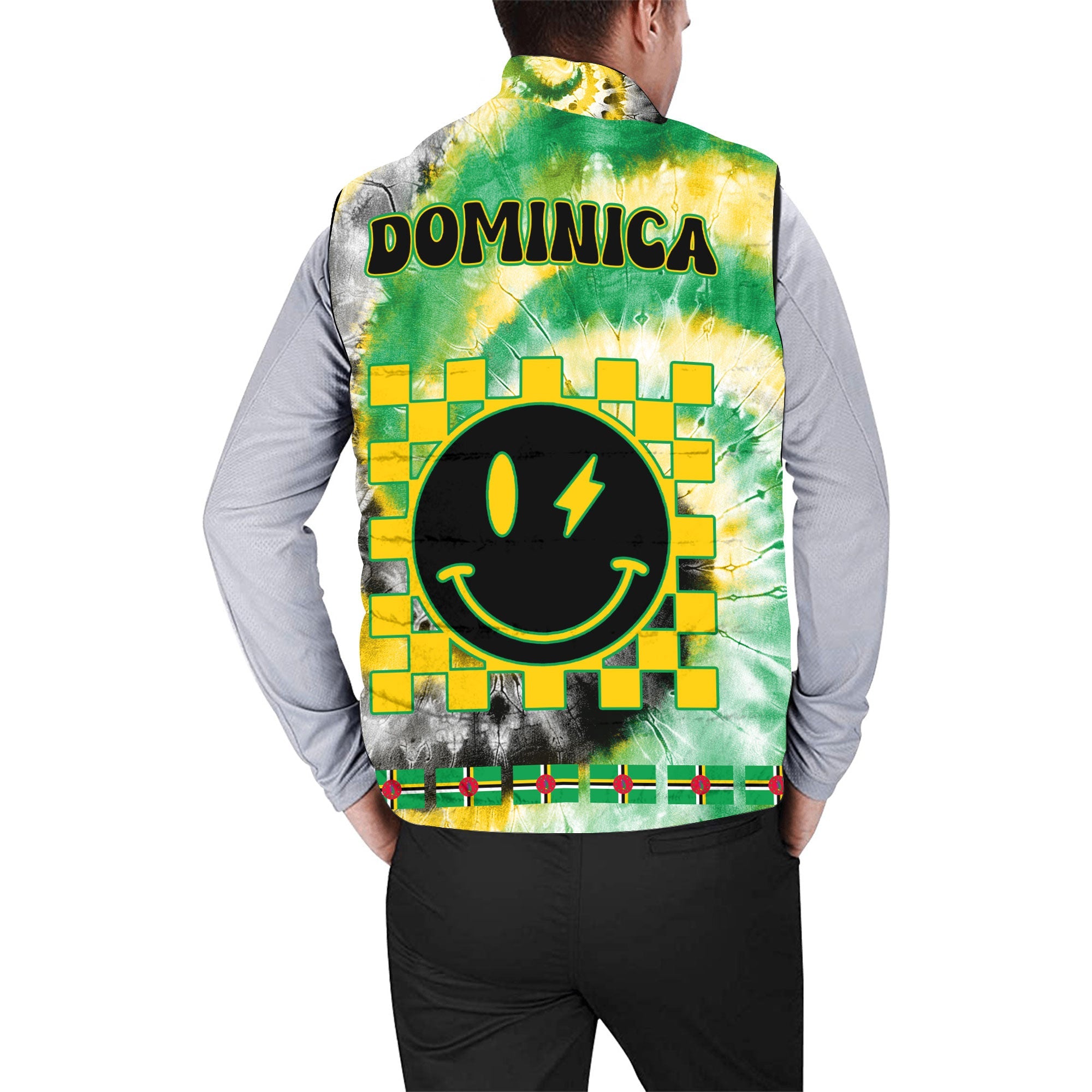 Dominica Men Padded Jacket Vest Custom Tie Dye Style 2