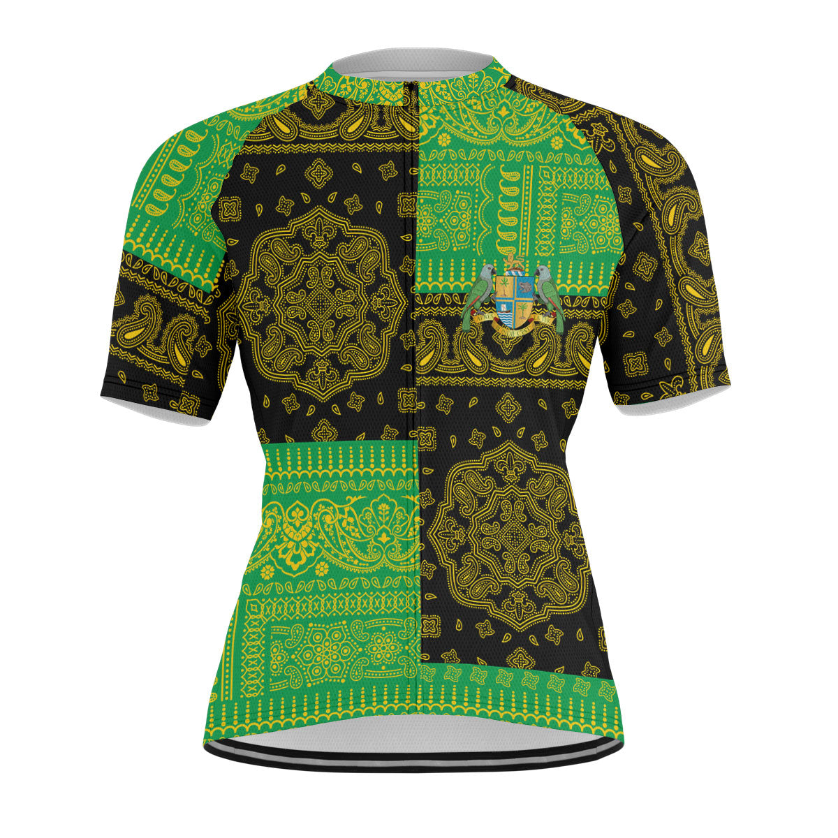 Dominica Men Cycling Jersey Flag And Paisley Basic Style 1