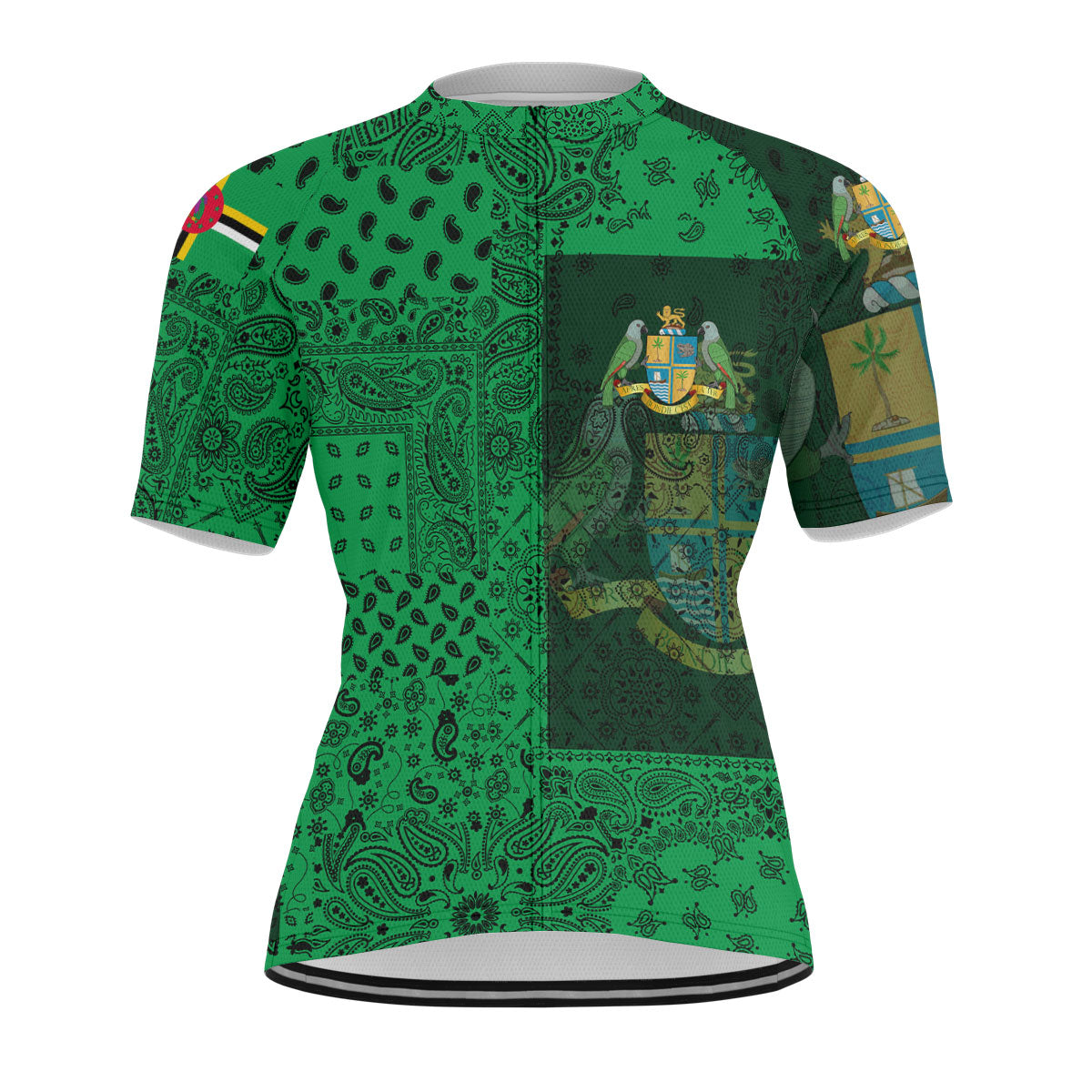 Dominica Men Cycling Jersey Paisley Flag And Skull Style 1