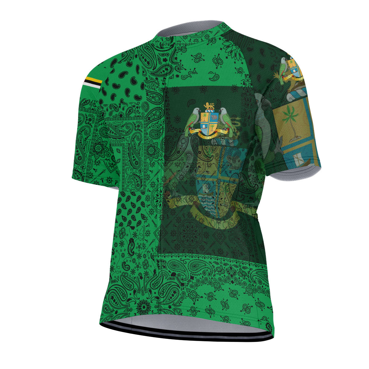 Dominica Men Cycling Jersey Paisley Flag And Skull Style 2