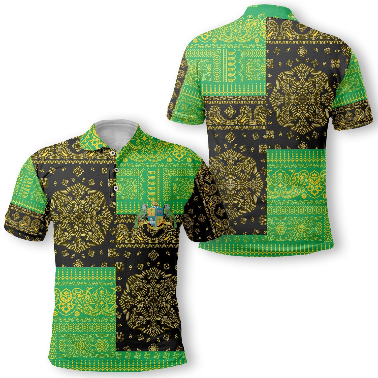 Dominica Polo Shirt Flag And Paisley Basic Style 1