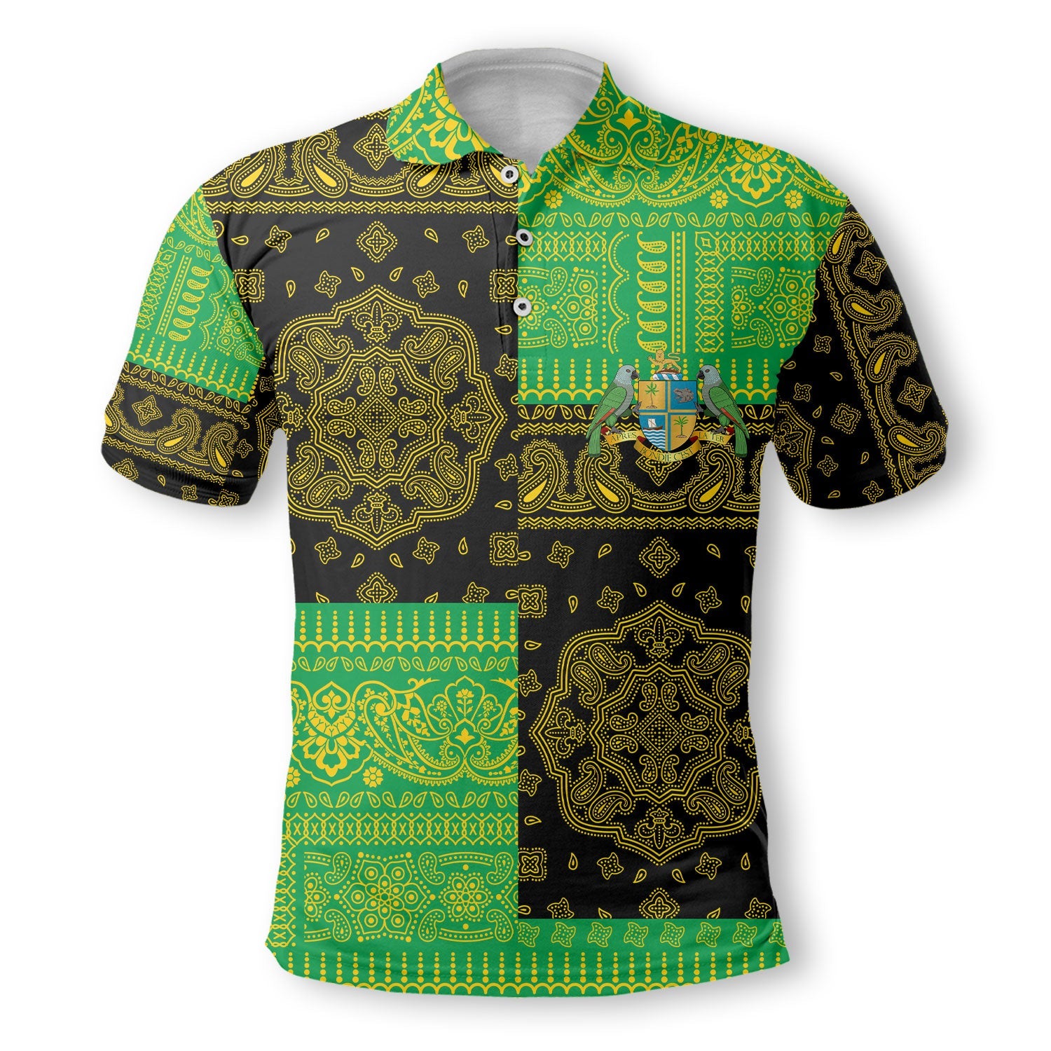 Dominica Polo Shirt Flag And Paisley Basic Style 2