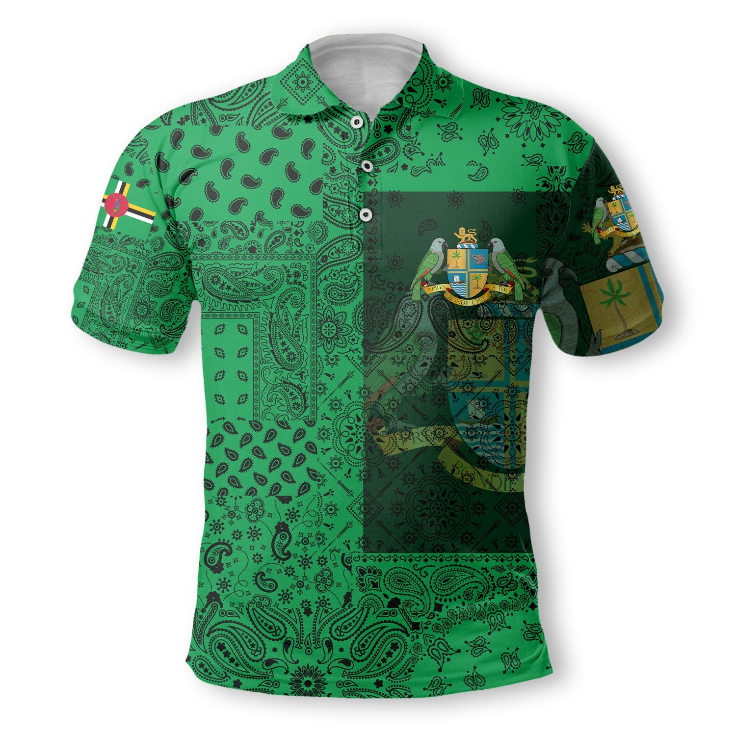 Dominica Polo Shirt Paisley Flag And Skull Style 2