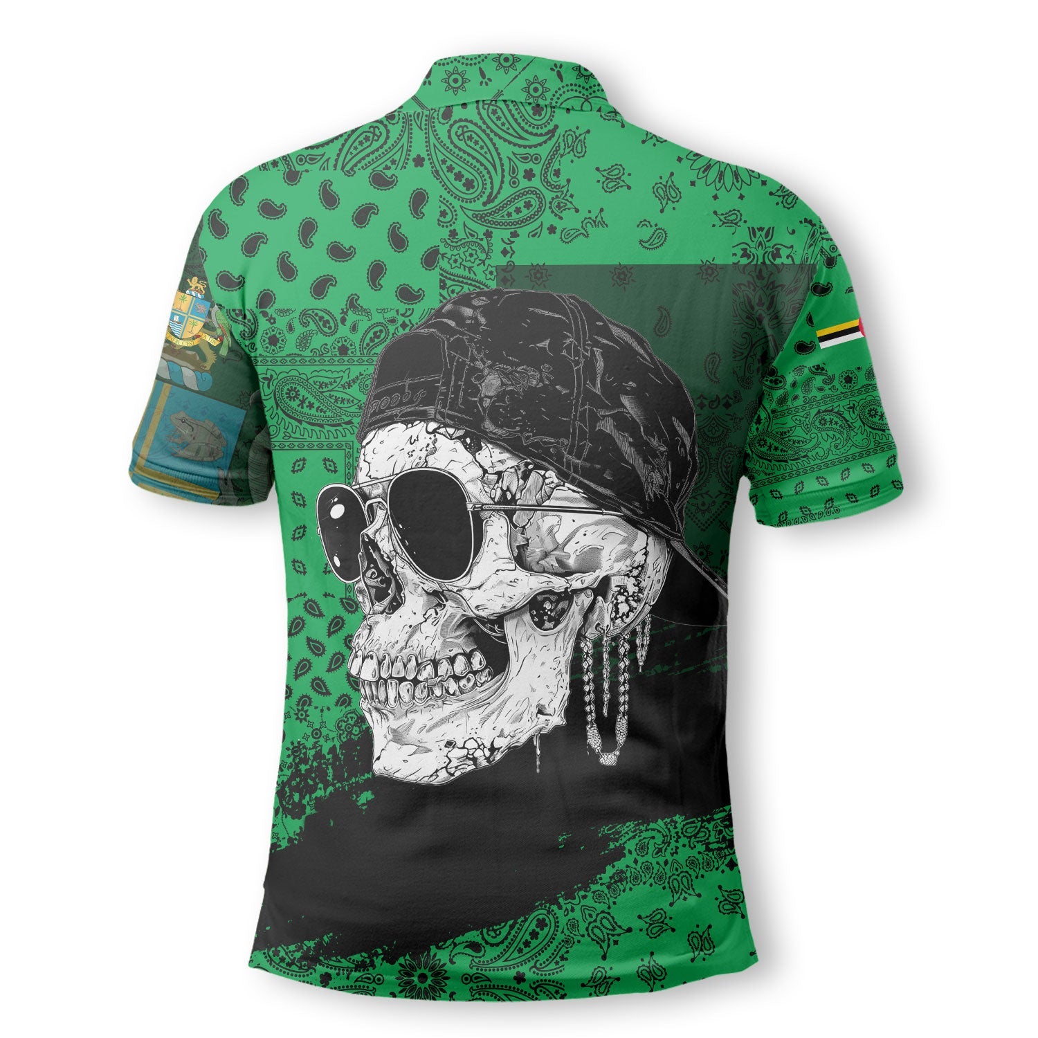 Dominica Polo Shirt Paisley Flag And Skull Style 3