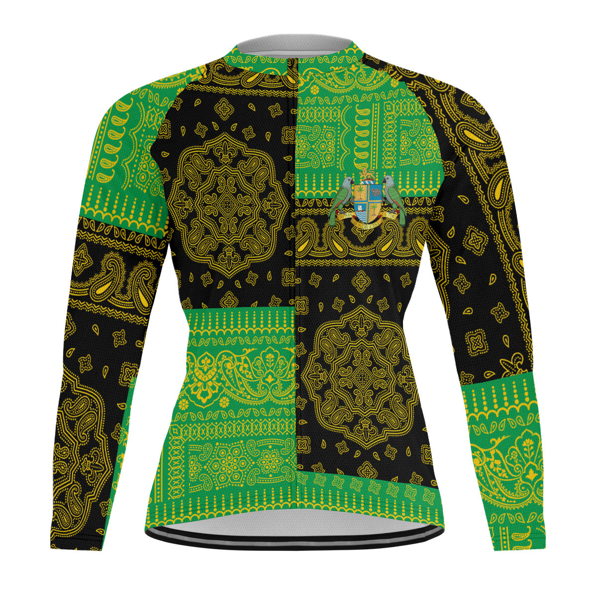 Dominica Raglan Men Cycling Jersey Long Sleeve Flag And Paisley Basic Style 1