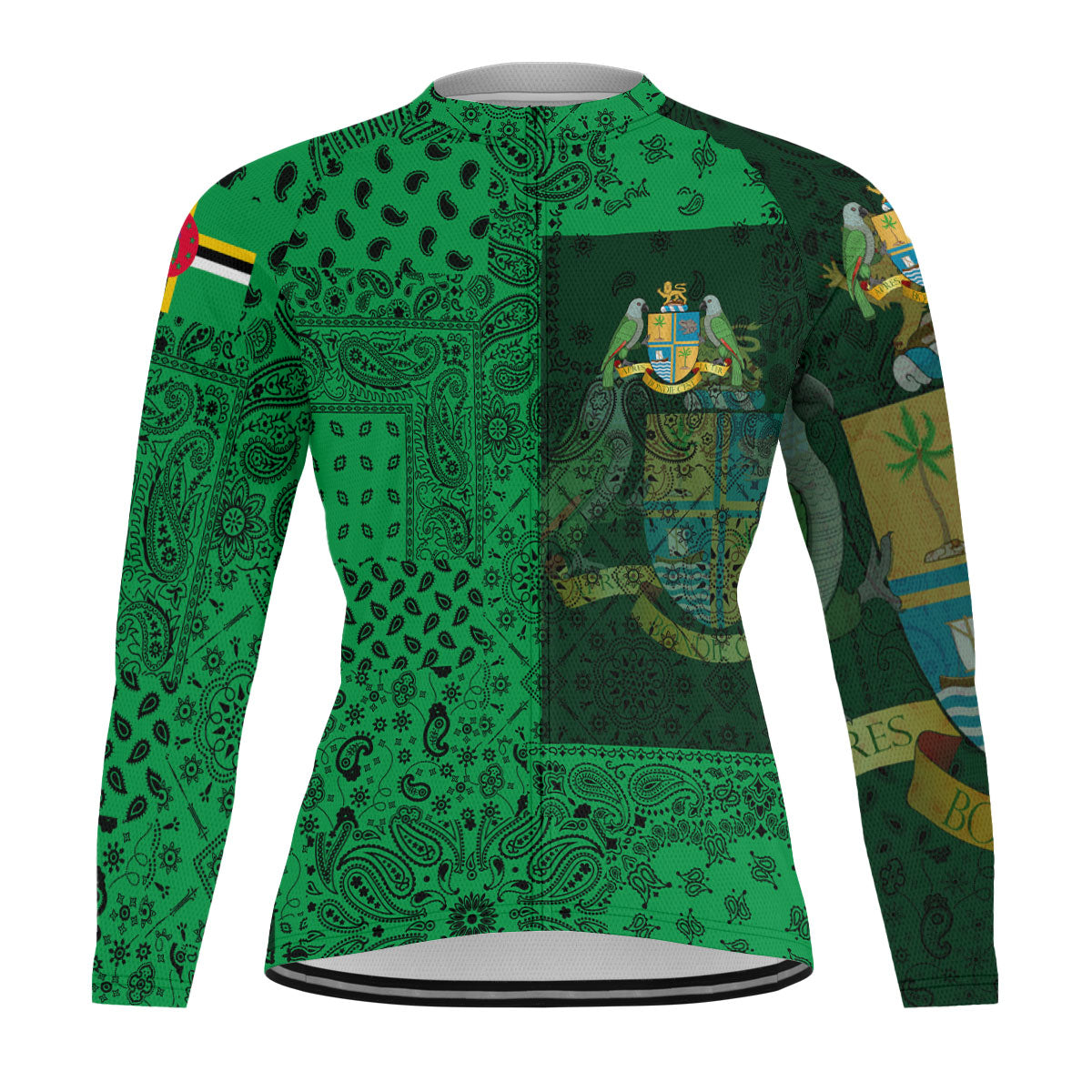 Dominica Raglan Men Cycling Jersey Long Sleeve Paisley Flag And Skull Style 1