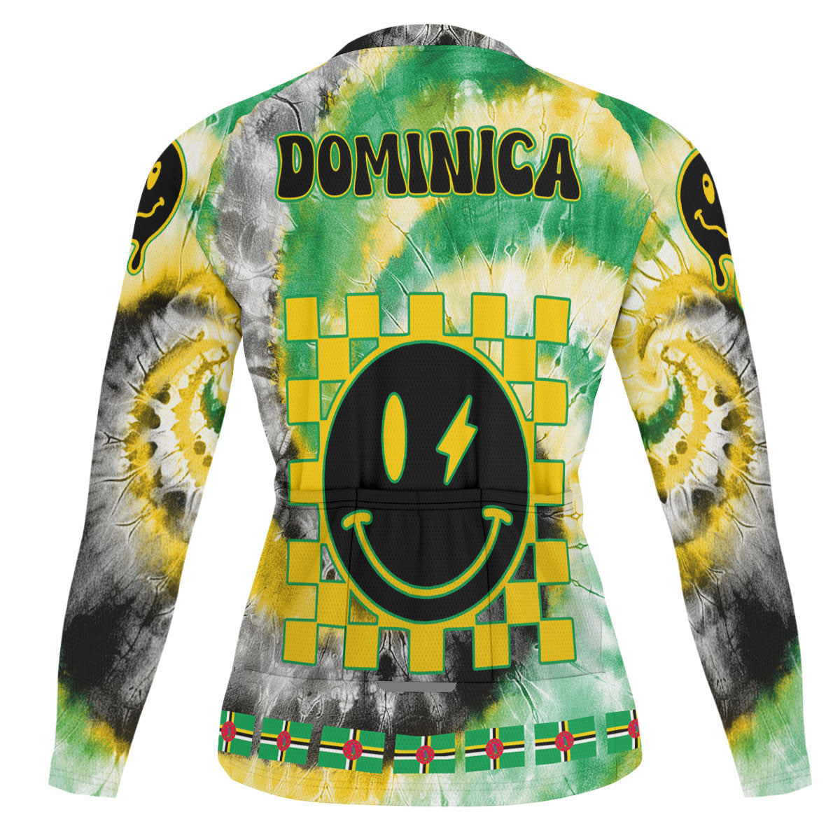 Dominica Raglan Men Cycling Jersey Long Sleeve Custom Tie Dye Style 1