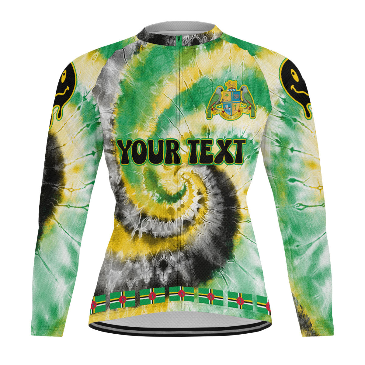 Dominica Raglan Men Cycling Jersey Long Sleeve Custom Tie Dye Style 2