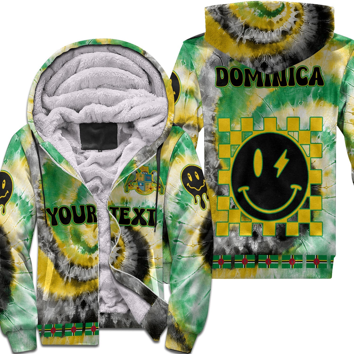 Dominica Sherpa Hoodie Custom Tie Dye Style 1