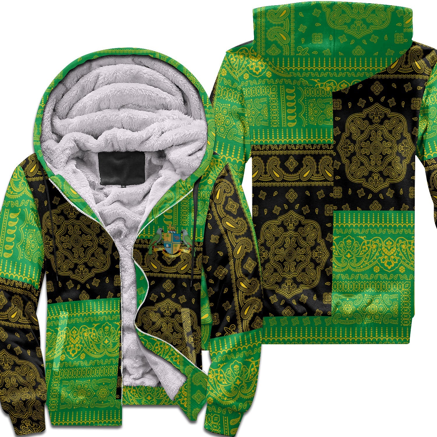 Dominica Sherpa Hoodie Flag And Paisley Basic Style 1