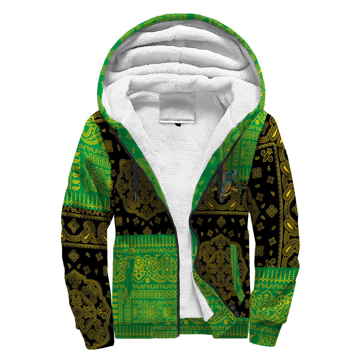 Dominica Sherpa Hoodie Flag And Paisley Basic Style 3