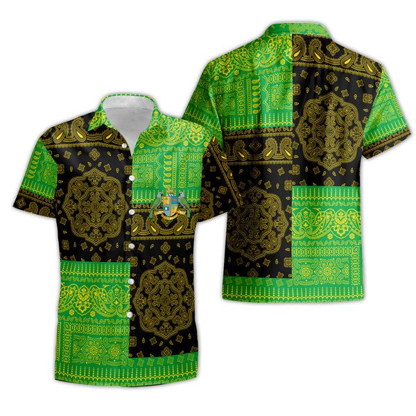 Dominica Short Sleeve Shirt Flag And Paisley Basic Style 1