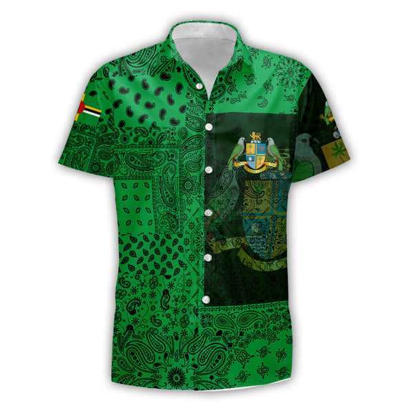 Dominica Short Sleeve Shirt Paisley Flag And Skull Style 1