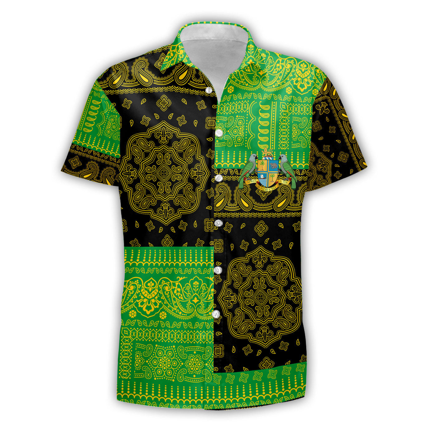 Dominica Short Sleeve Shirt Flag And Paisley Basic Style 2