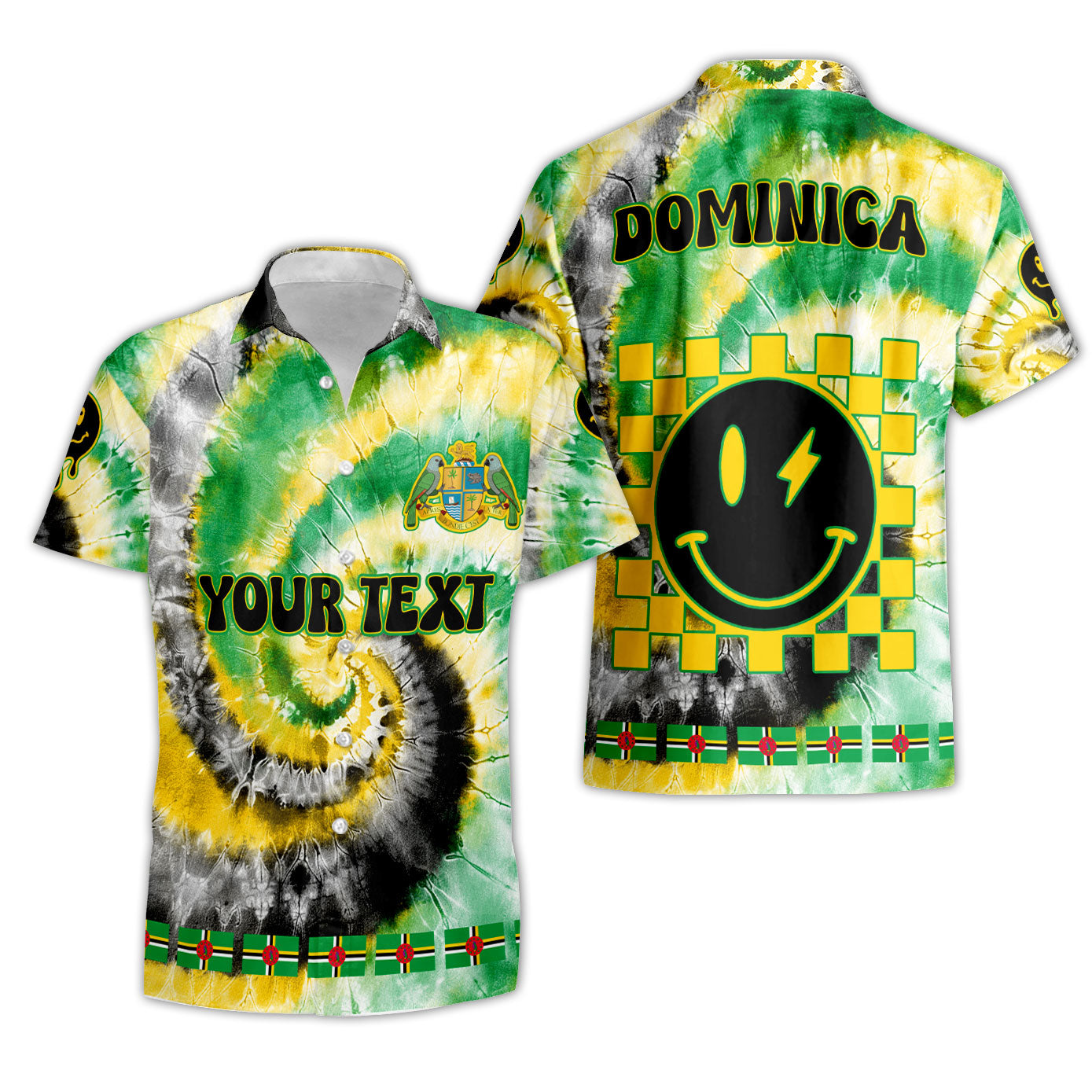 Dominica Short Sleeve Shirt Custom Tie Dye Style 3